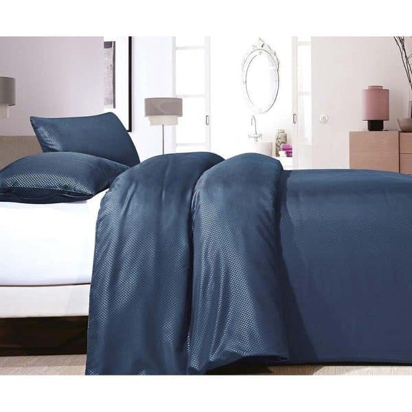 Satin Point sengesæt, navy blå, 140 x 220