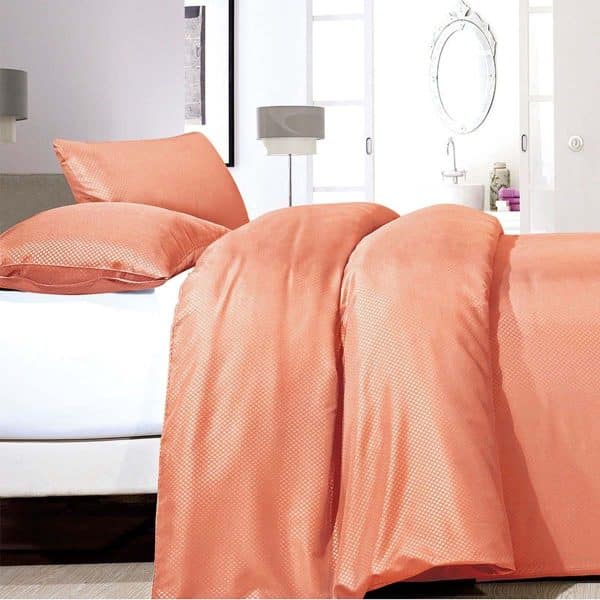 Satin Point sengesæt, orange, 240 x 220 cm