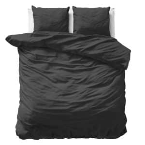 Uni Satin sengesæt, sort 240 x 200/220
