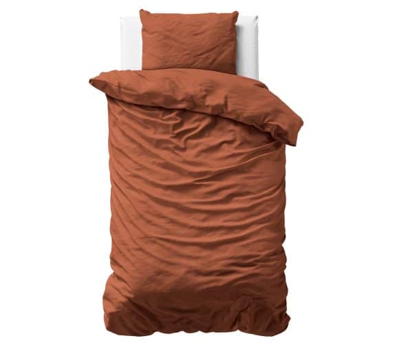 Uni satin sengesæt, brun 135 x 200 cm