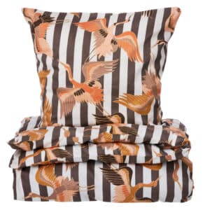 Crane sengesæt - brun/hvid